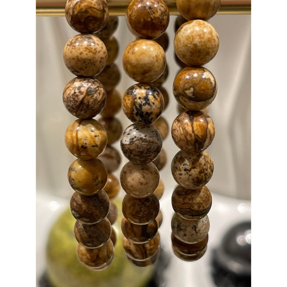 Dendritic Jasper Bead Bracelet - 8mm